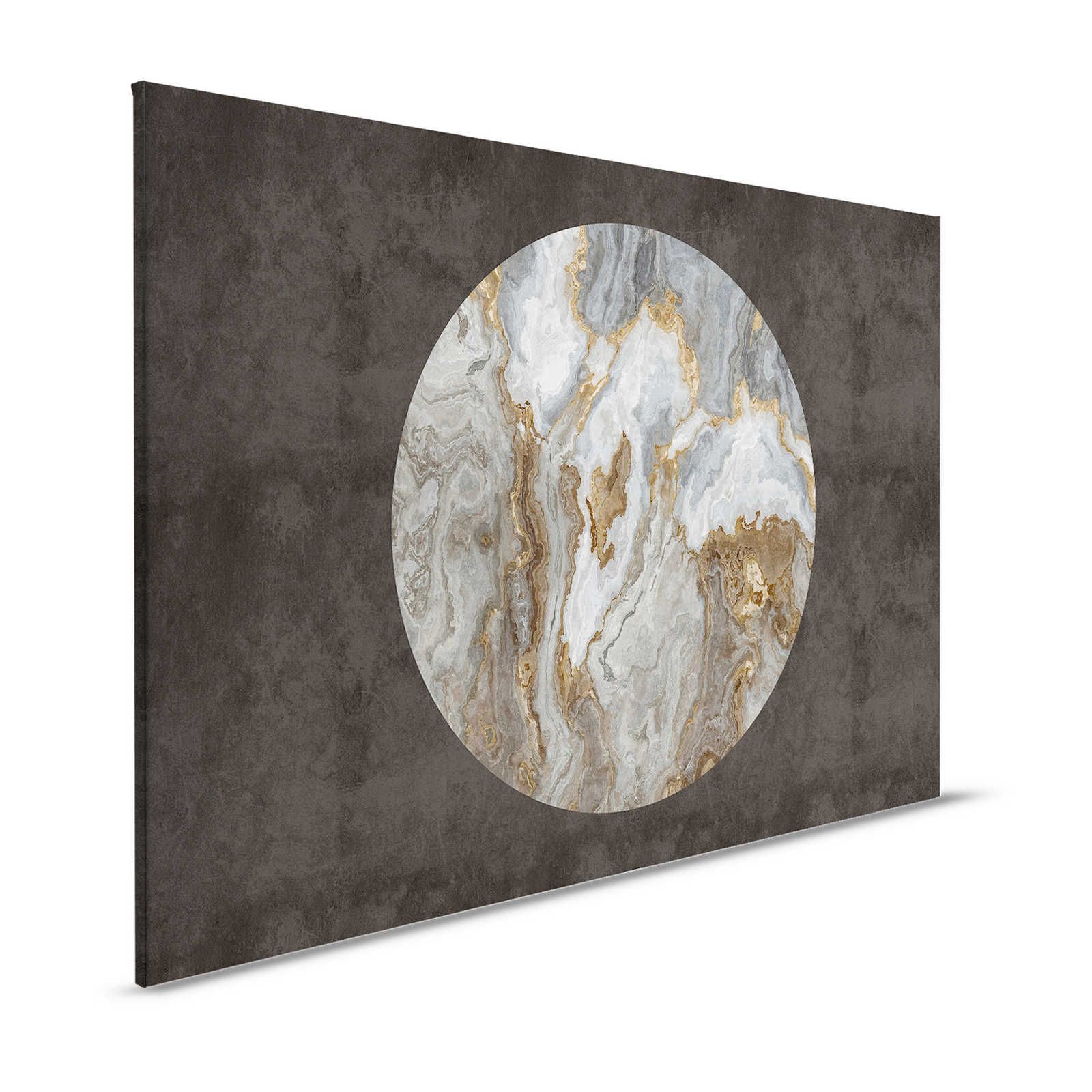 Luna 2 - Marble canvas picture Stone circle in front of black plaster look - 1,20 m x 0,80 m
