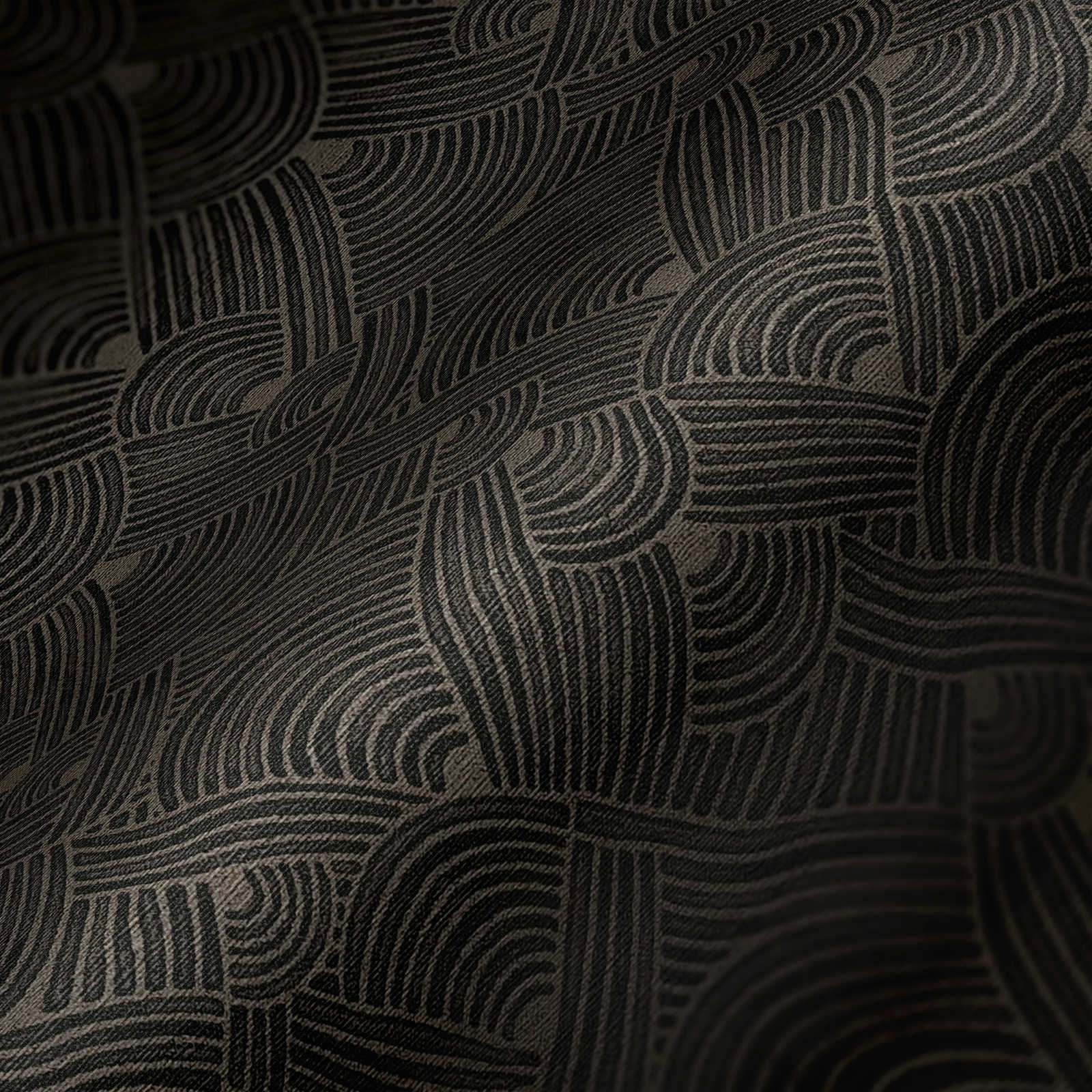             Papier peint foncé motif tressé avec dessin structuré - gris, noir
        