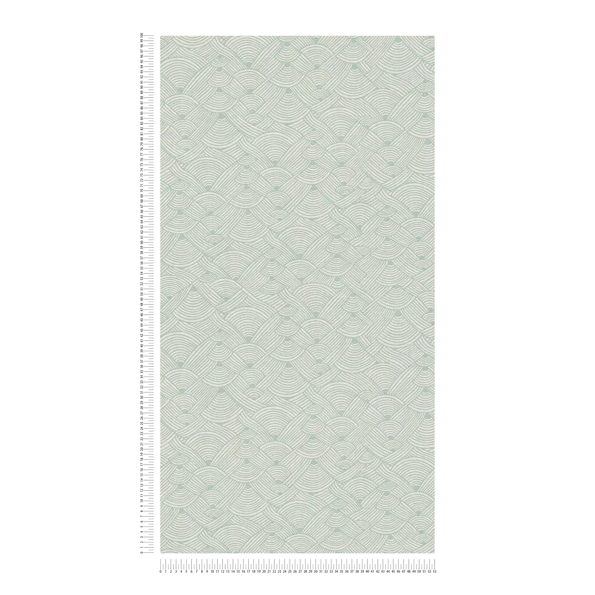             Graphic wallpaper wave pattern in earth colours - green, white, blue
        
