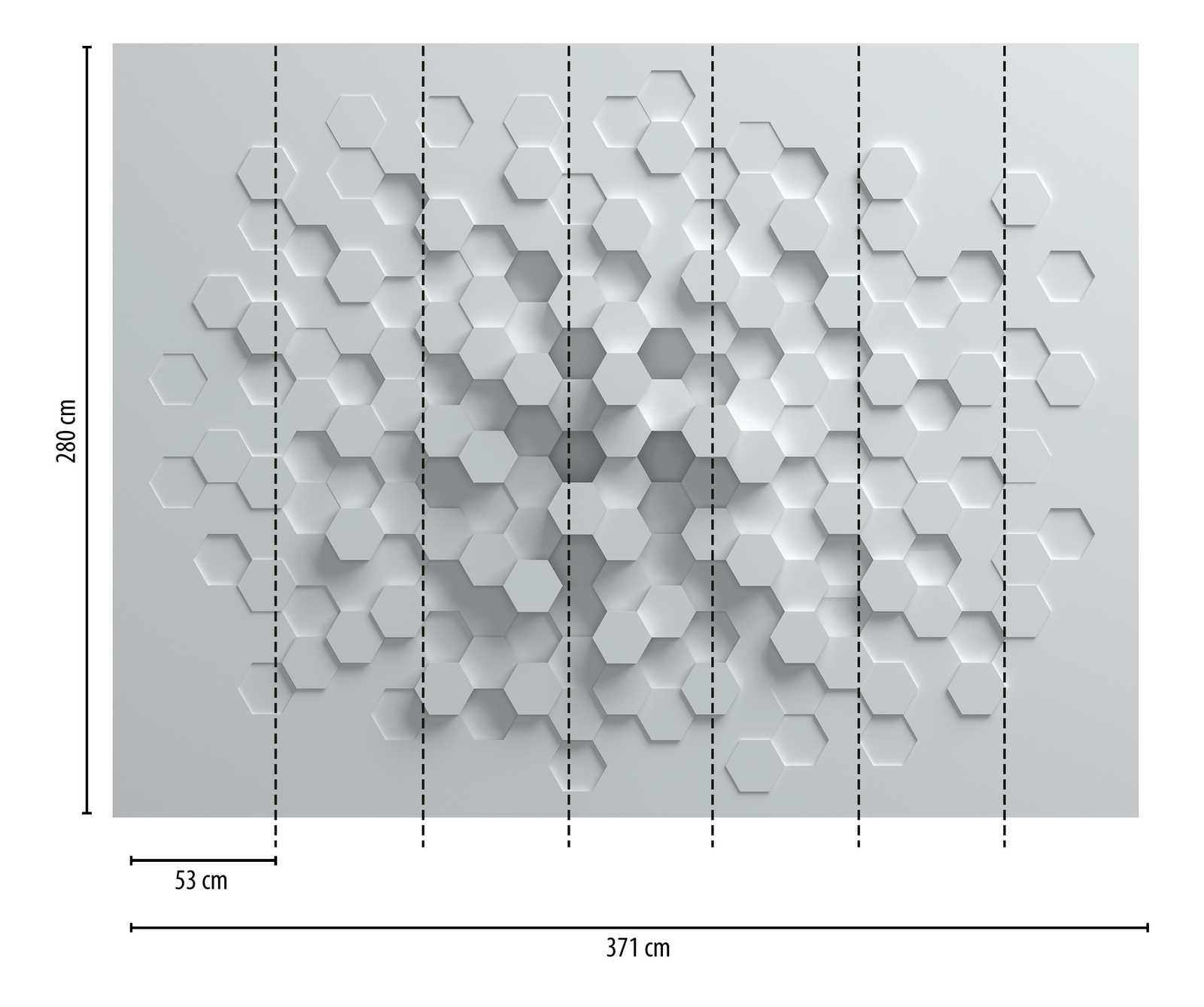             Behang-Nieuw 3D motief behang met honingraat patroon, wit & grijs
        