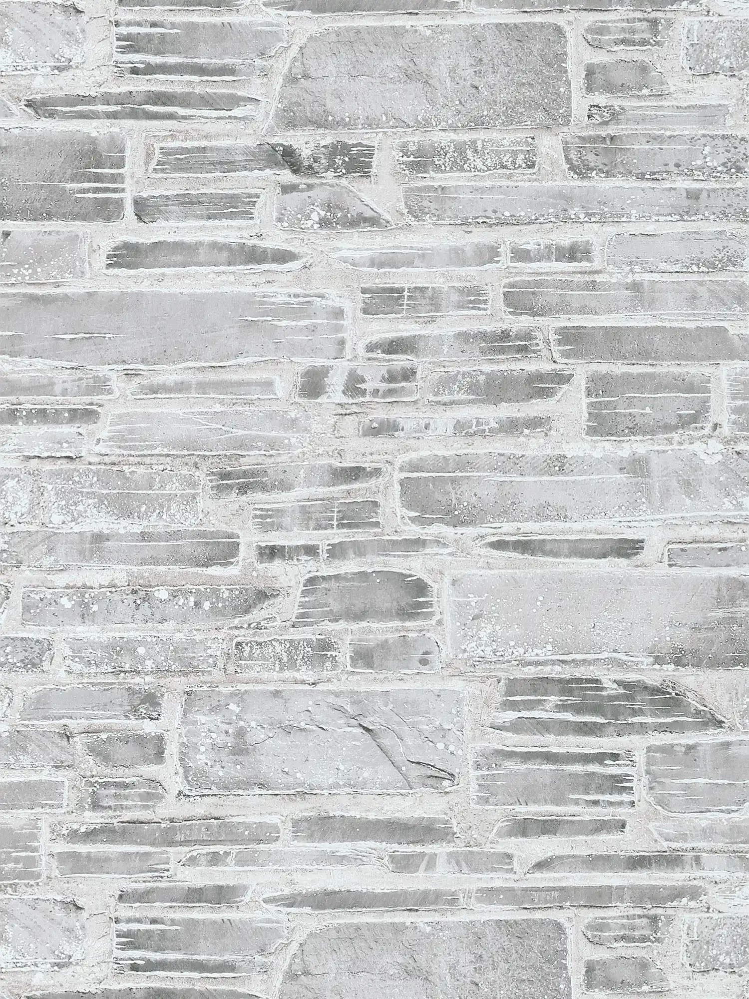 Wallpaper stone wall rustic with 3D effect - grey, beige
