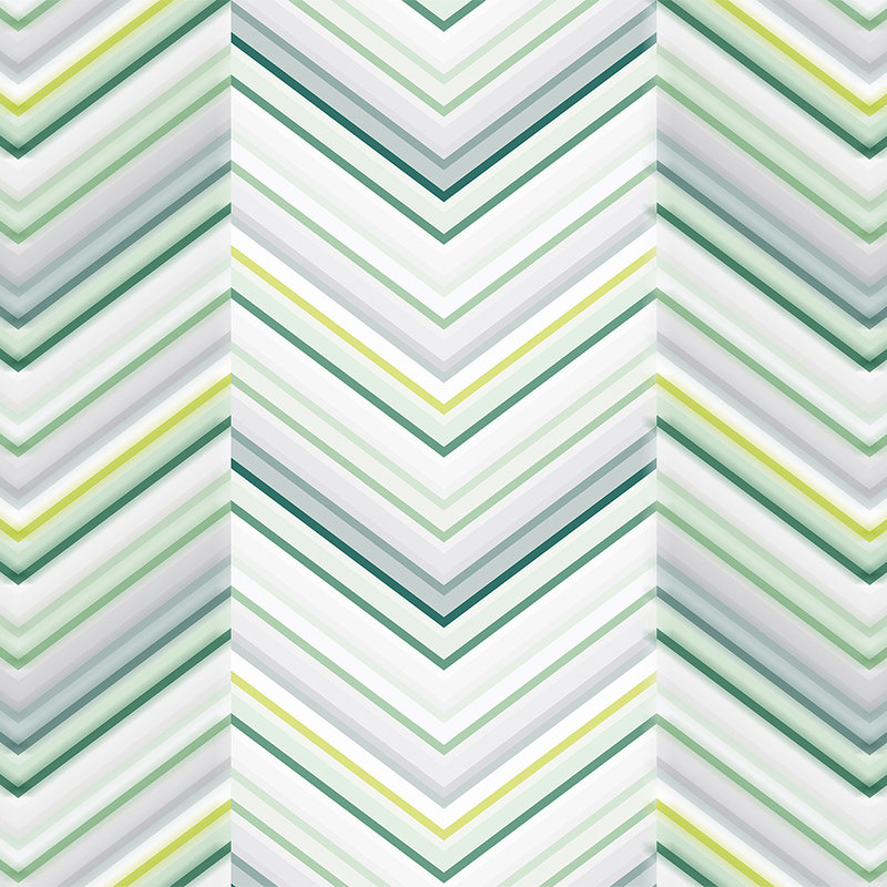         Colorful wall mural zigzag pattern & line design - grey, yellow, green
    