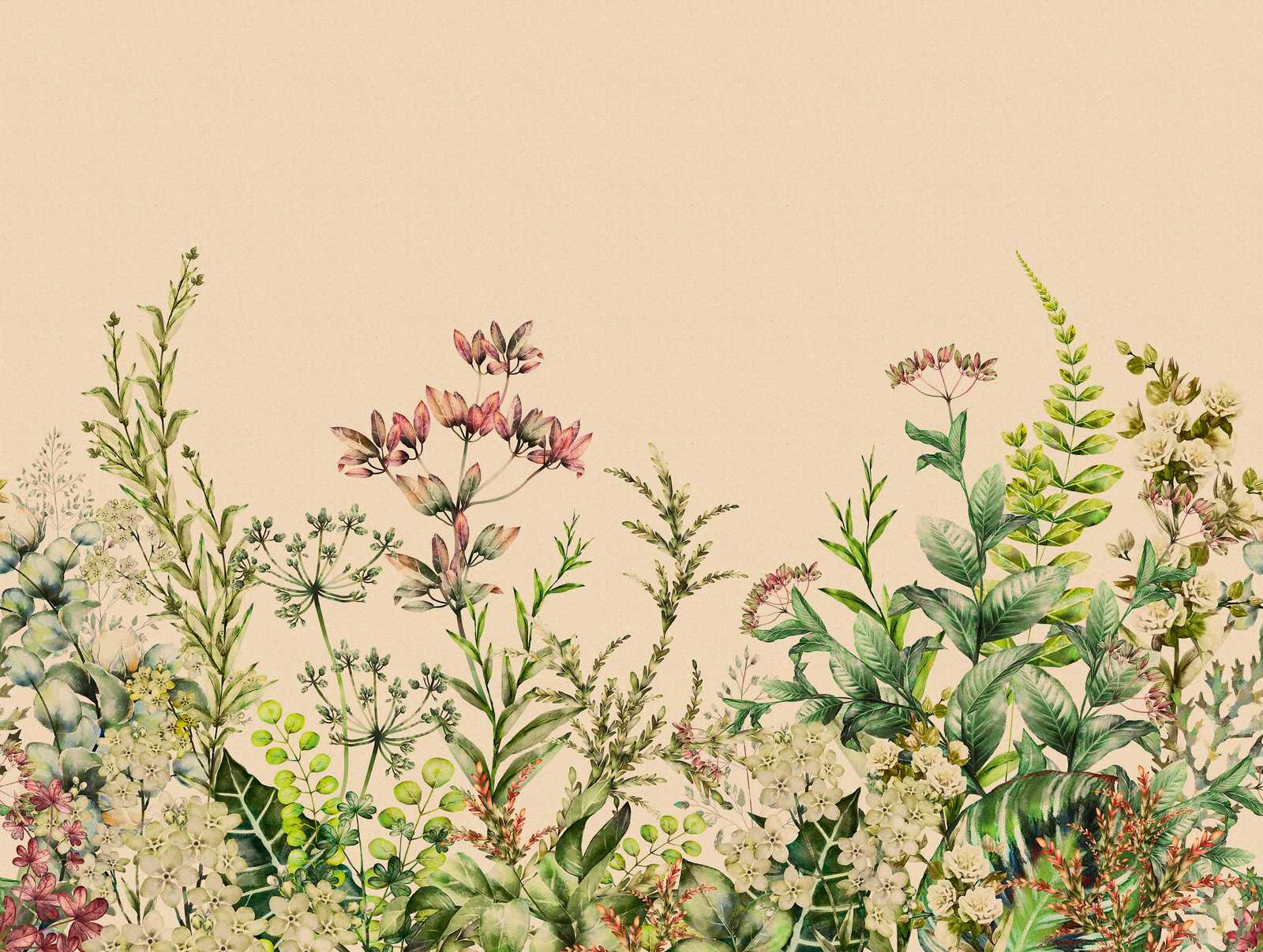             Papier peint Nouveauté - papier peint à motifs Botanical Print avec fleurs & feuilles
        