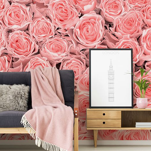 Romantic living room decor with roses photo wallpaper XXL flowers DD115088