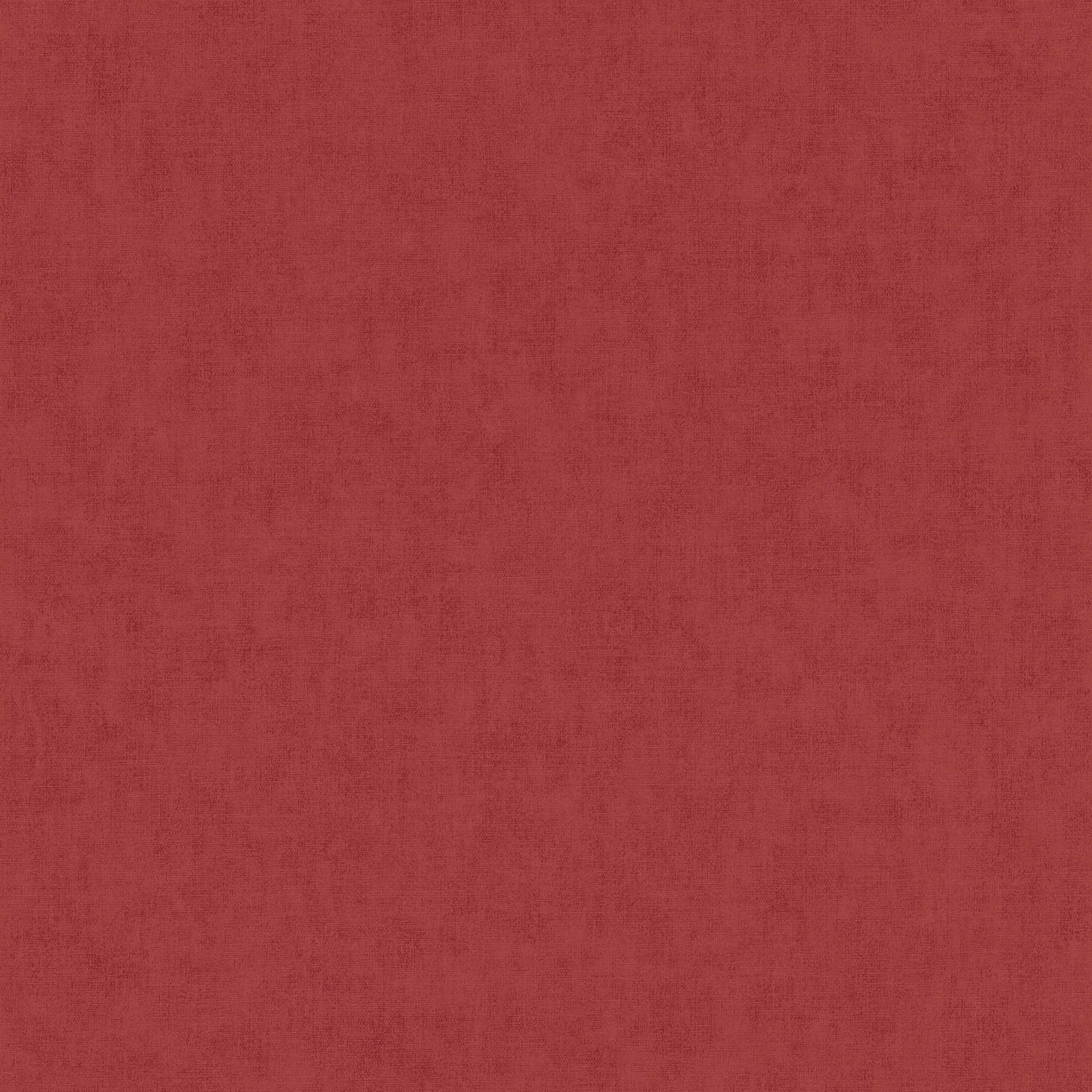 Papel pintado no tejido de aspecto de lino con un sutil dibujo - rojo
