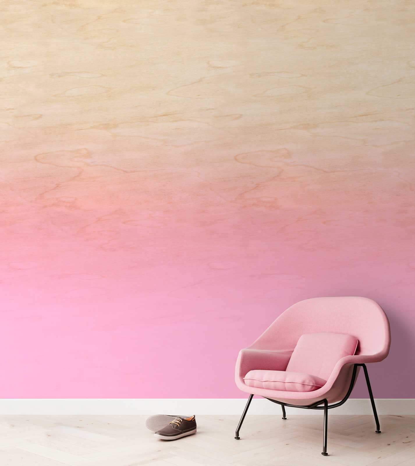             Atelier 1 - Papier peint Effet d'ombre rose & grain de bois
        