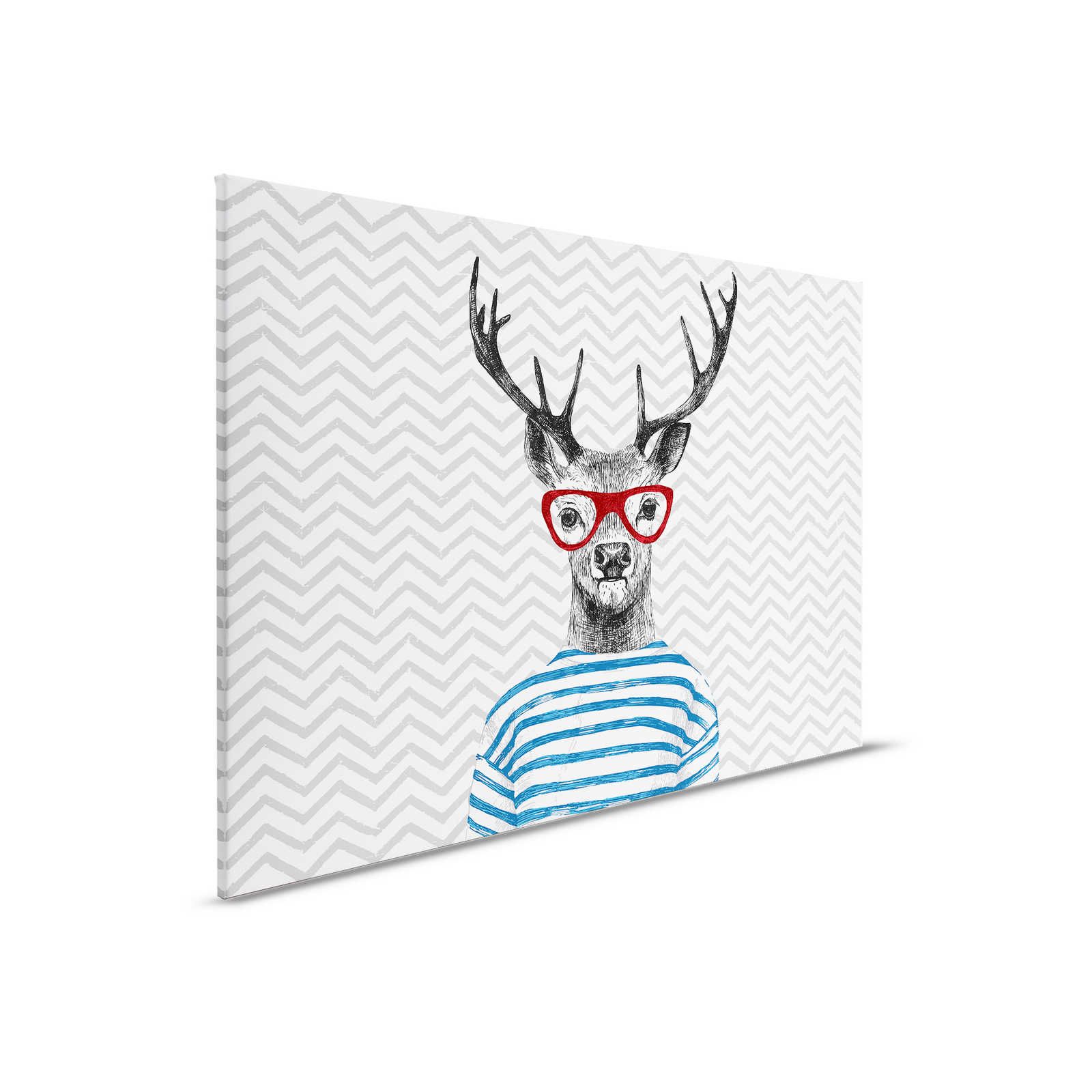         Nursery canvas picture comic design, deer with glasses - 0.90 m x 0.60 m
    