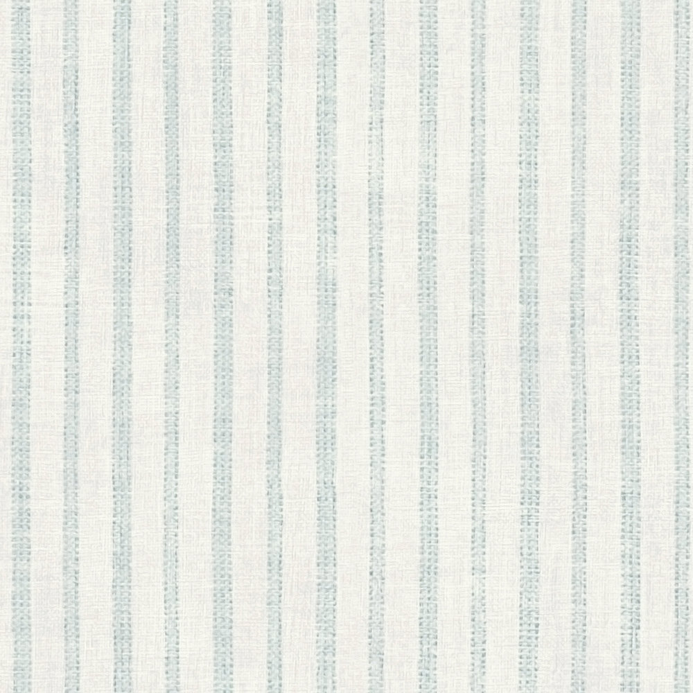             Papel pintado no tejido con rayas sutiles en estilo campestre - crema, azul
        