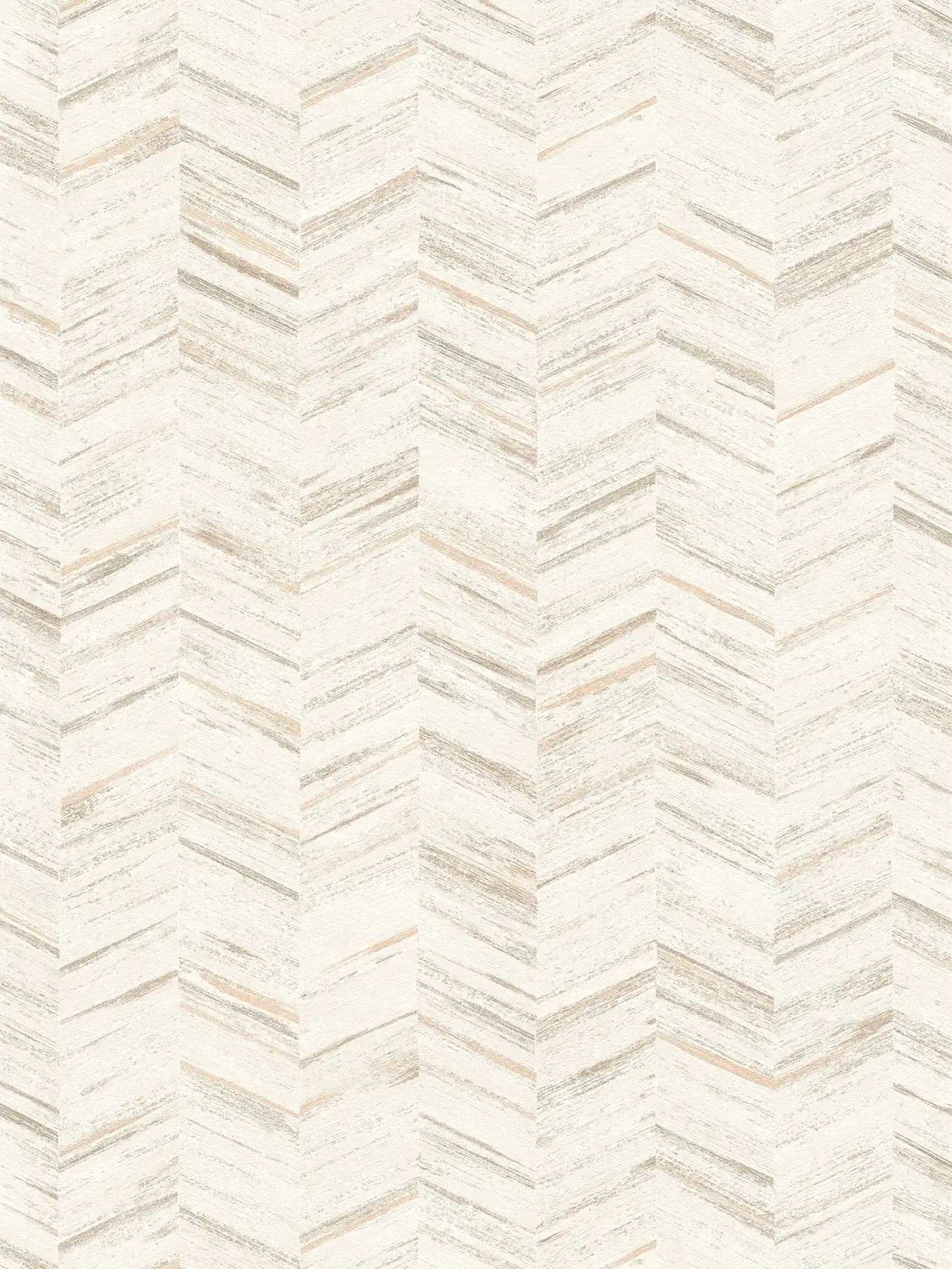 wallpaper wood look stripes with herringbone effect - white, cream

