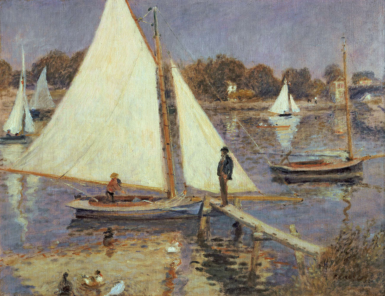             De Seine bij Argenteuil" muurschildering van Pierre Auguste Renoir
        