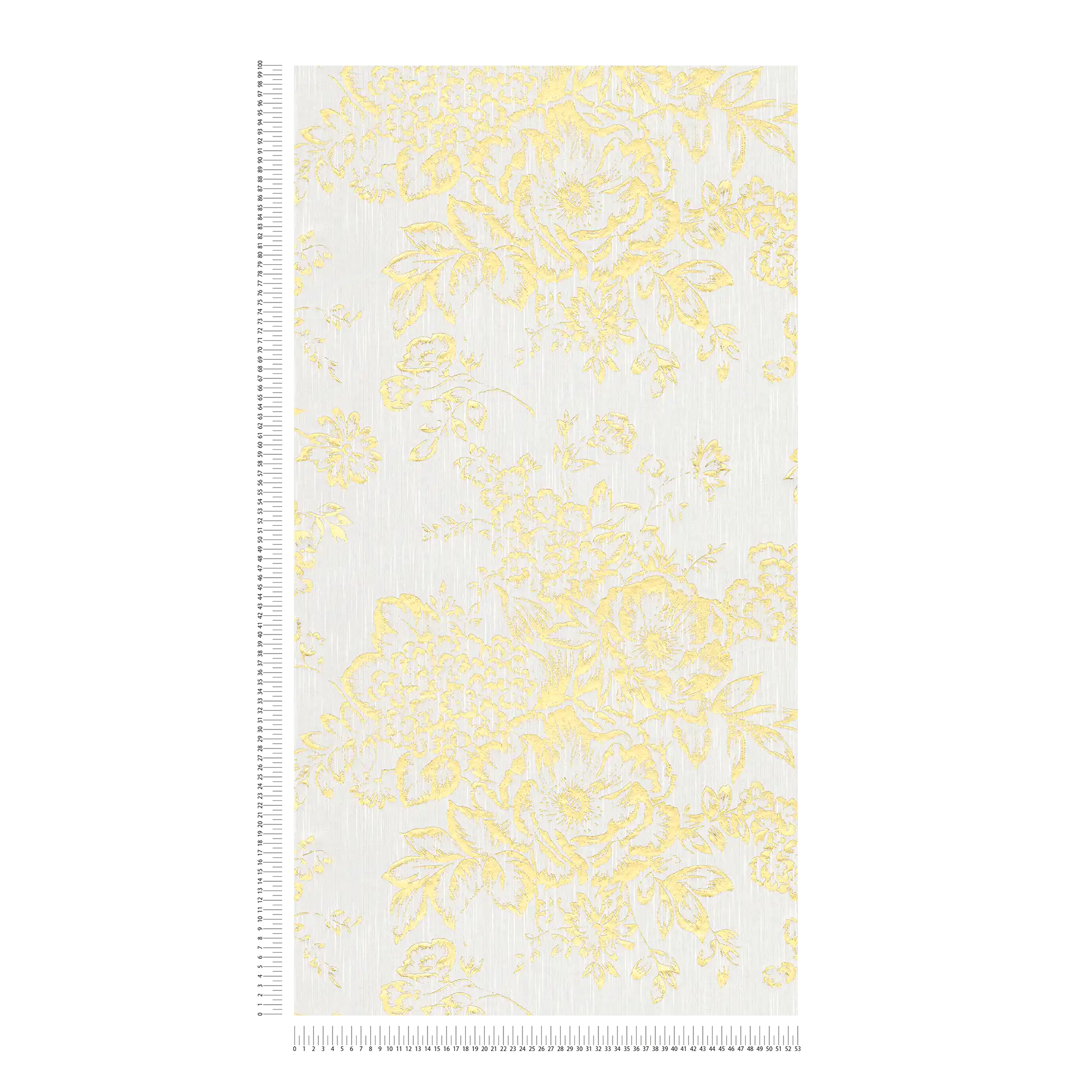             Carta da parati strutturata con motivi floreali dorati - oro, bianco
        