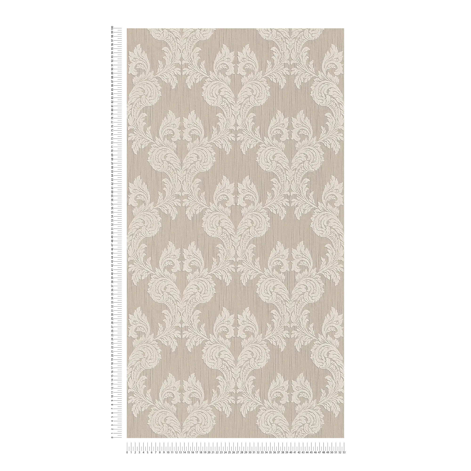             Textile look non-woven wallpaper with structure ornaments - beige
        