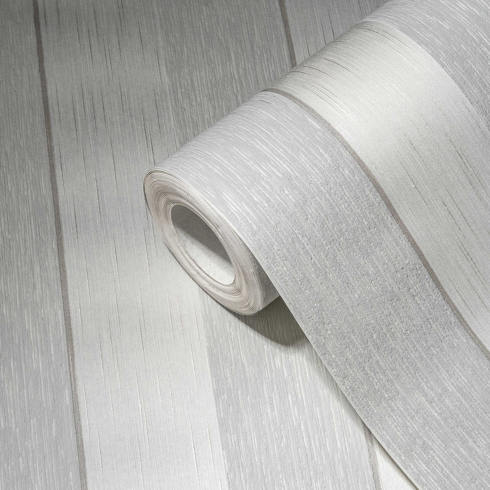             Papier peint rayures effet structuré chiné - gris, blanc
        