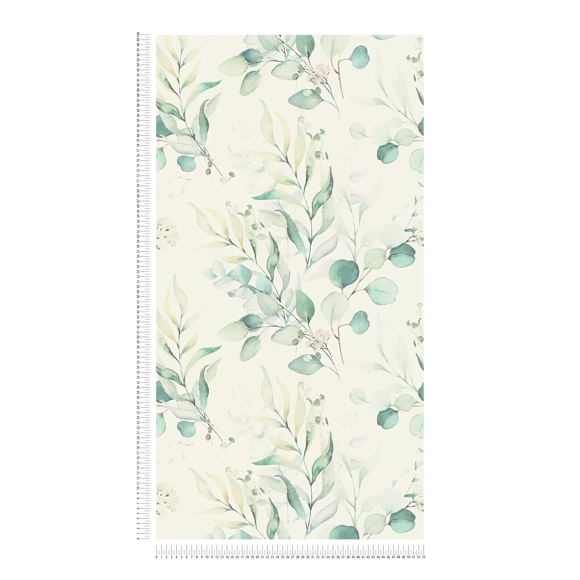             Vliesbehang met aquarel bladmotief - crème, groen
        