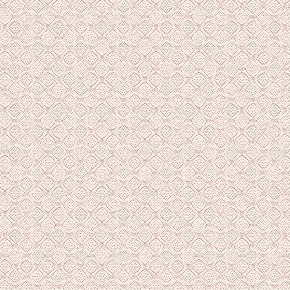             Structuurbehang met ruit- en puntpatroon - roze, zilver
        