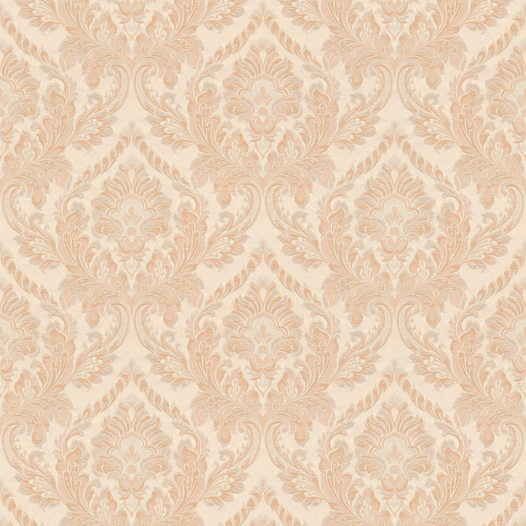         Wallpaper with jacquard ornament pattern - beige, orange
    
