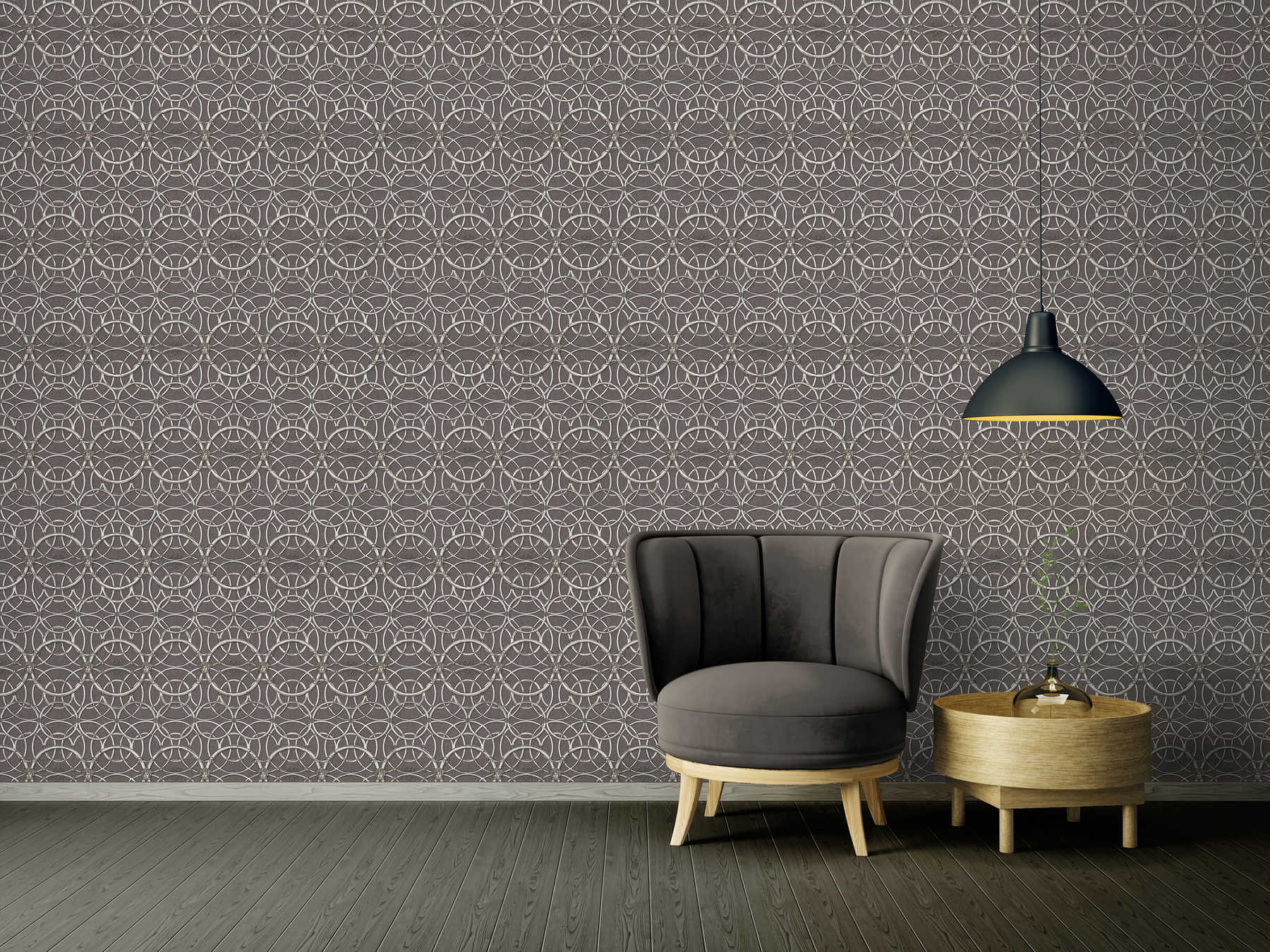             VERSACE Home wallpaper circle pattern and Medusa - silver, grey
        