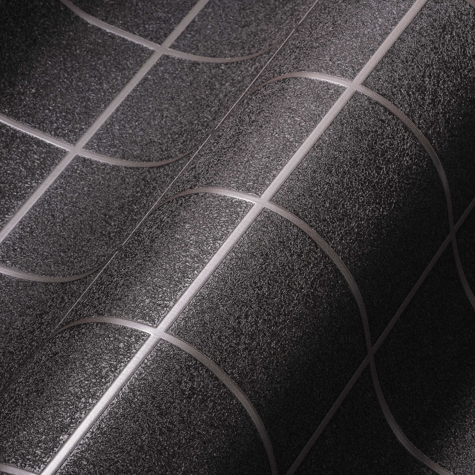             Papier peint Motif carrelage avec effet 3D, chiné - cuivre, gris, violet
        