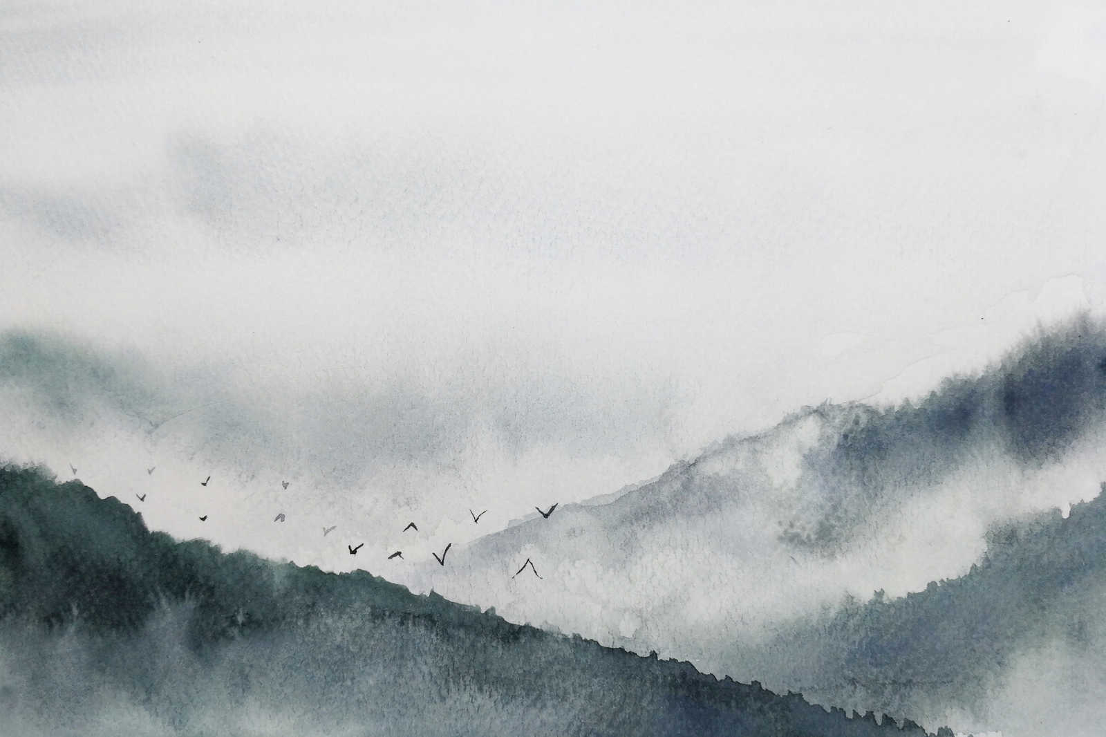             Lienzo con paisaje de niebla en estilo pictórico | gris, negro - 0,90 m x 0,60 m
        