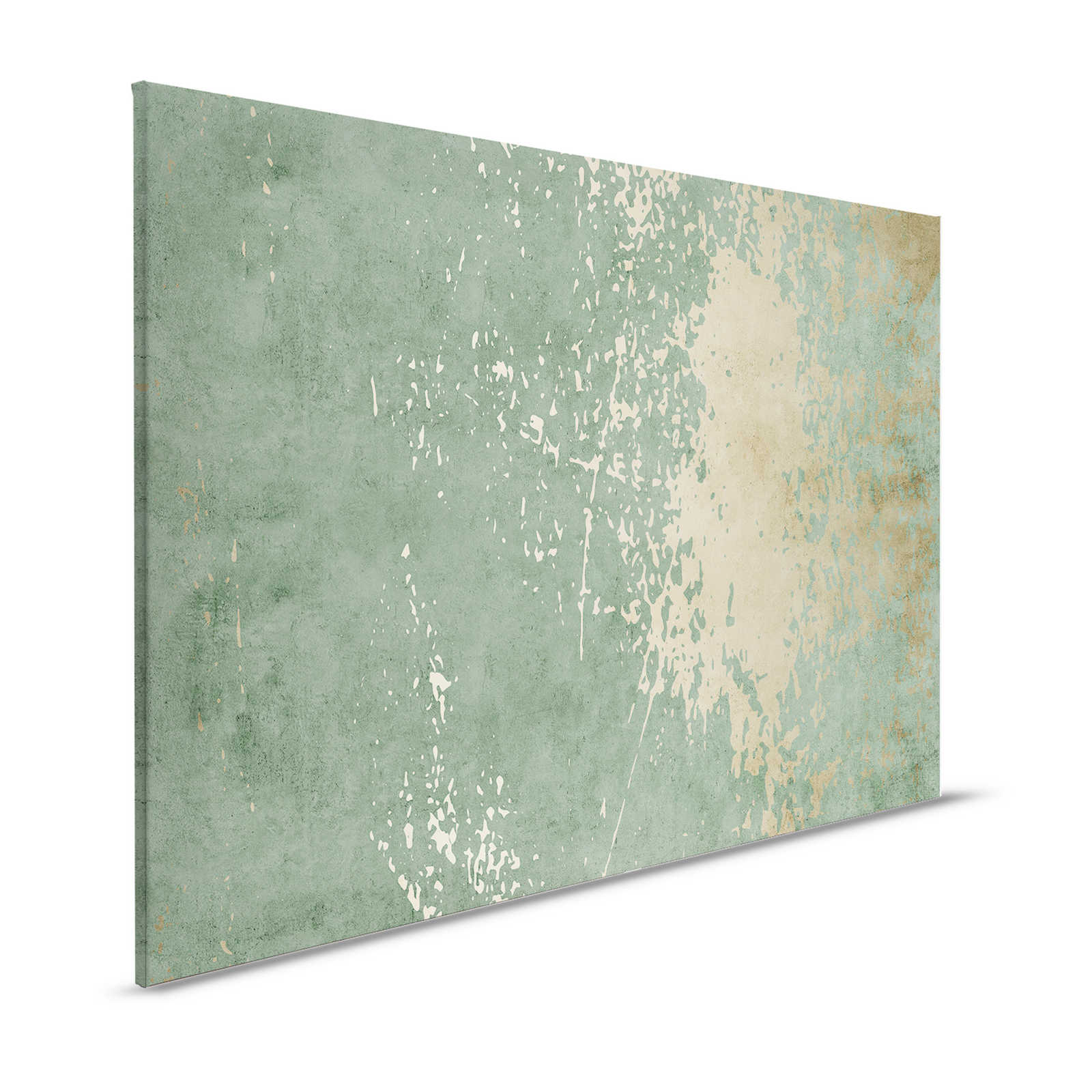 Vintage Wall 1 - Canvas painting sage green & gold plaster look in used look - 1.20 m x 0.80 m
