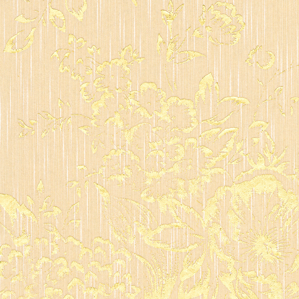             Carta da parati strutturata con motivo floreale dorato - oro, crema
        