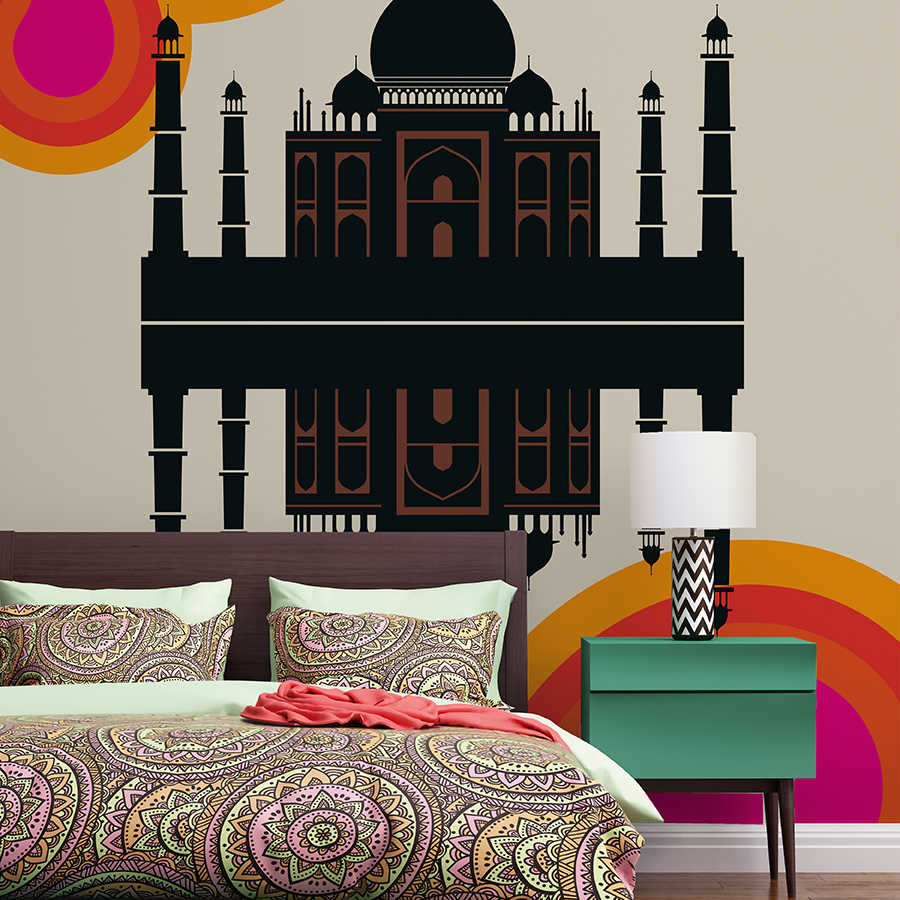         Photo wallpaper India 60s retro design Taj Mahal
    