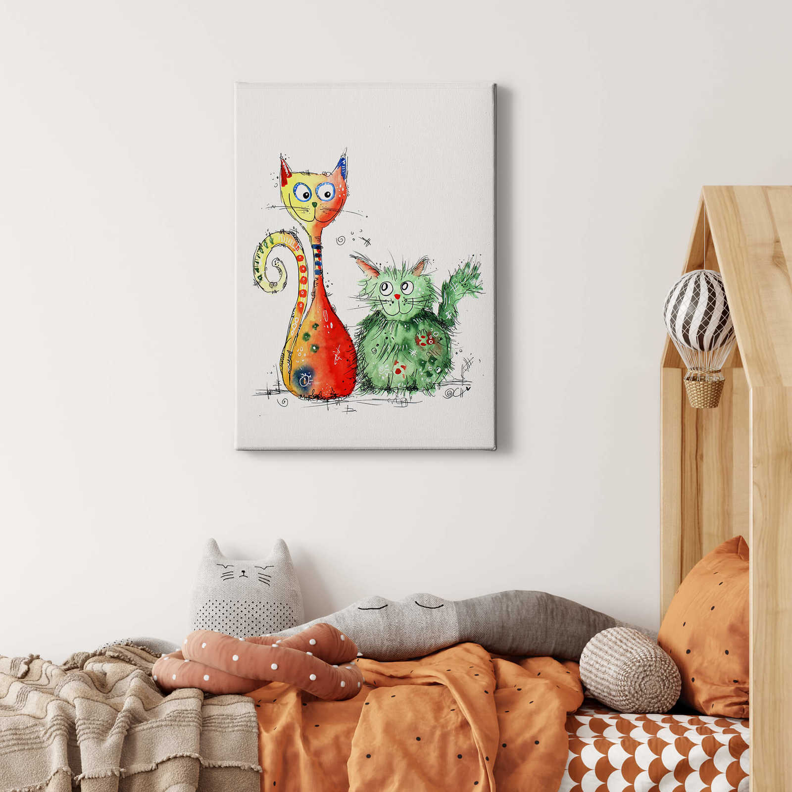             Quadro su tela Hagenmeyer: migliori amici, gatti colorati - 0,50 m x 0,70 m
        