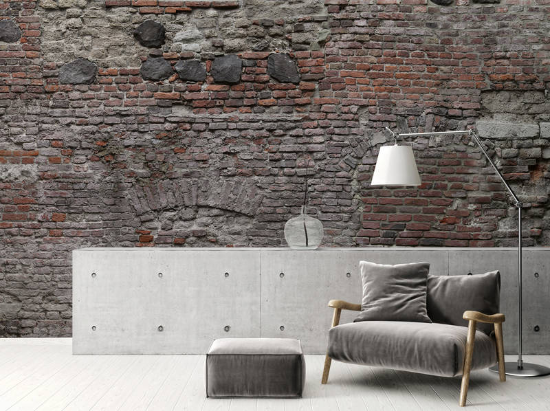             Mur de briques Papier peint panoramique 3D avec look rustique
        