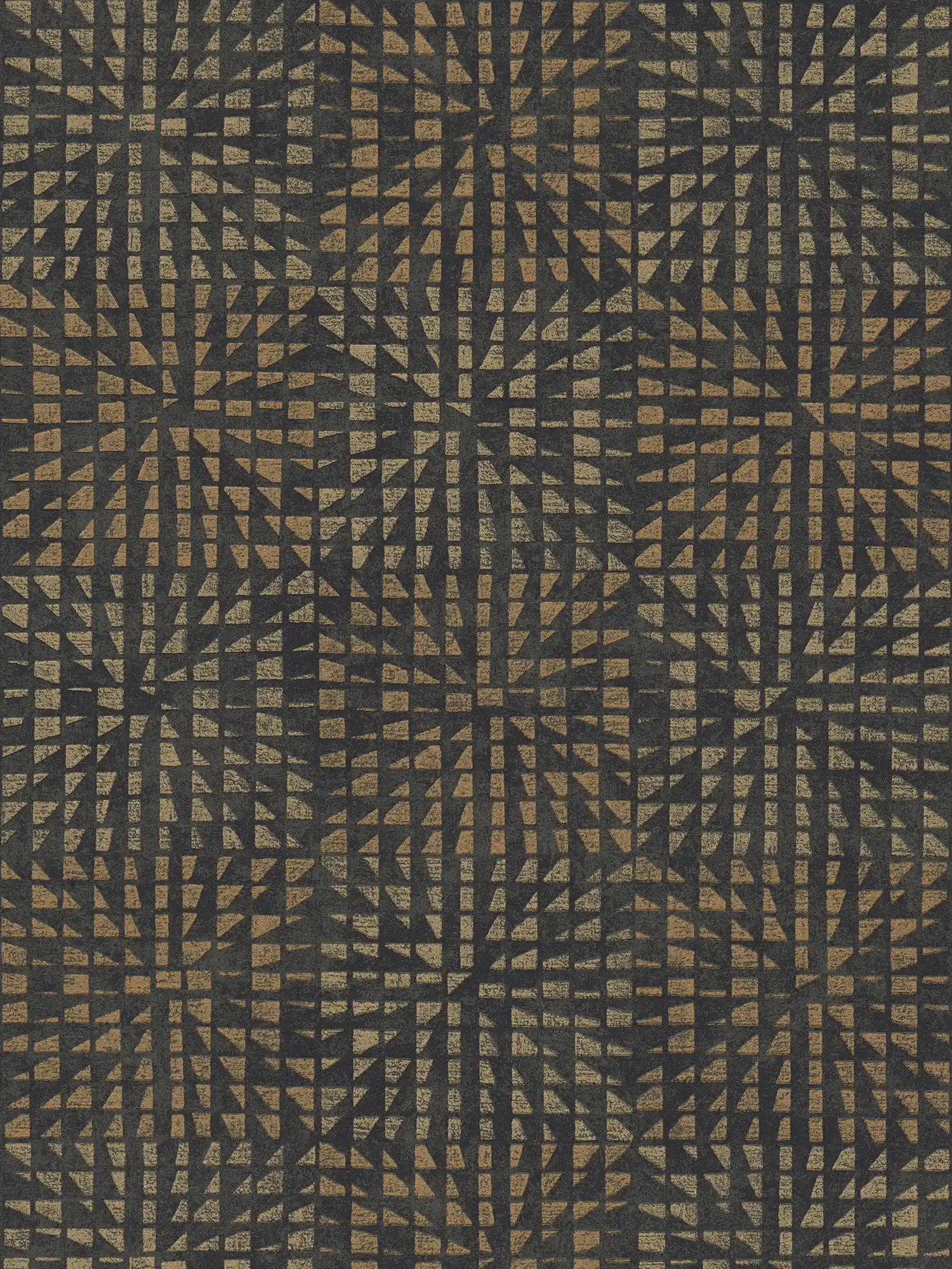 Ethno wallpaper with textured pattern & mosaic effect - black
