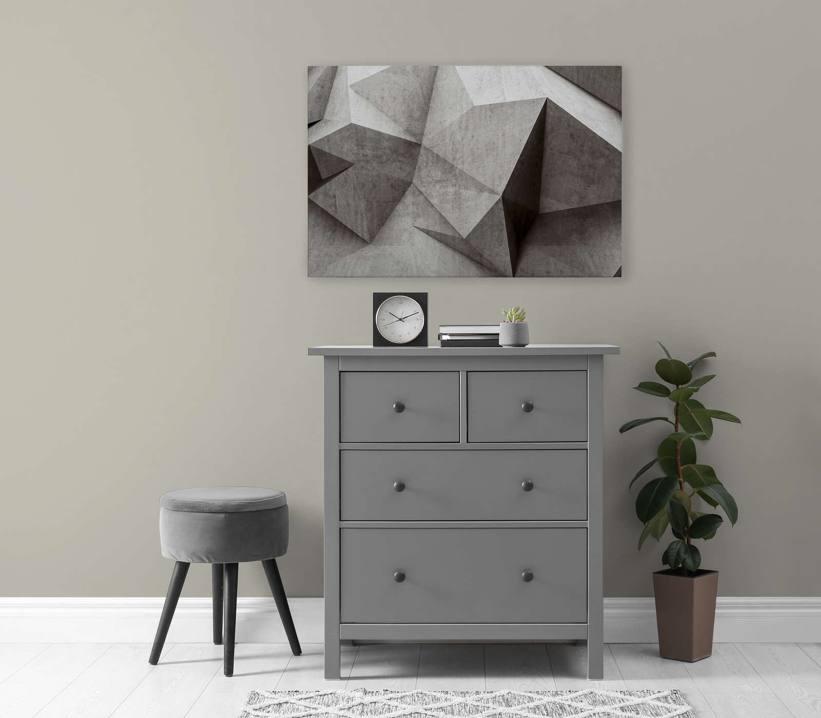             Boulder 1 - Pittura su tela con poligoni di cemento 3D - 0,90 m x 0,60 m
        
