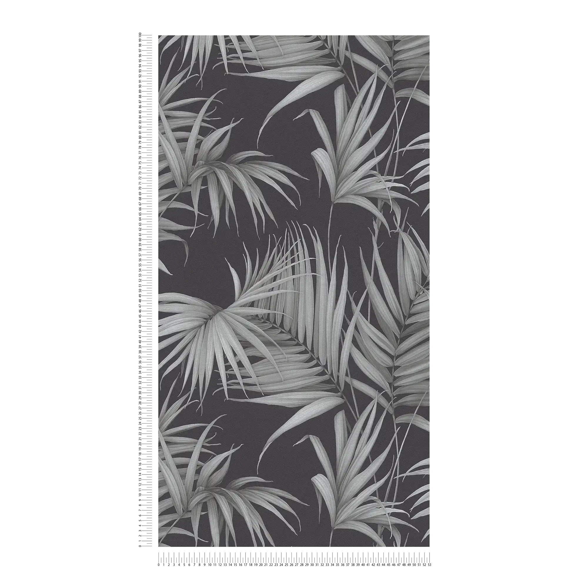             Papel pintado tropical con hojas de helecho - gris, negro
        