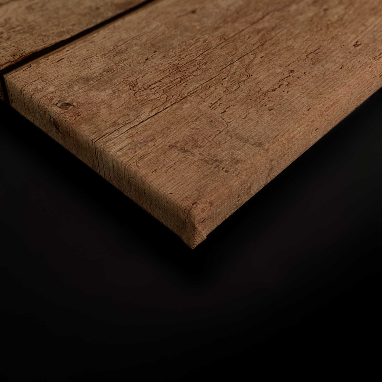             Tableau toile planches de chêne foncé - 0,90 m x 0,60 m
        