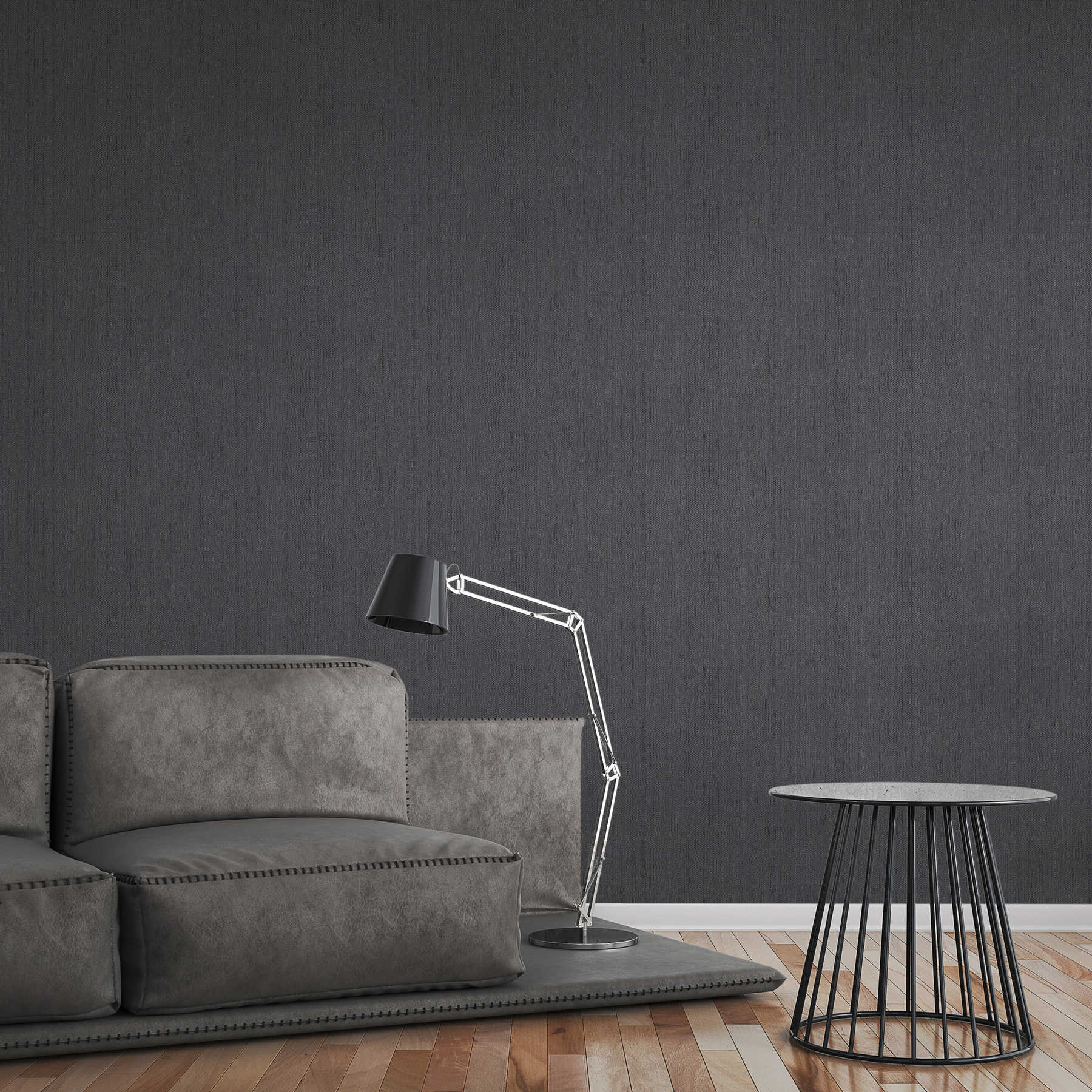             Papel pintado de aspecto de lino con estructura textil - gris, negro
        