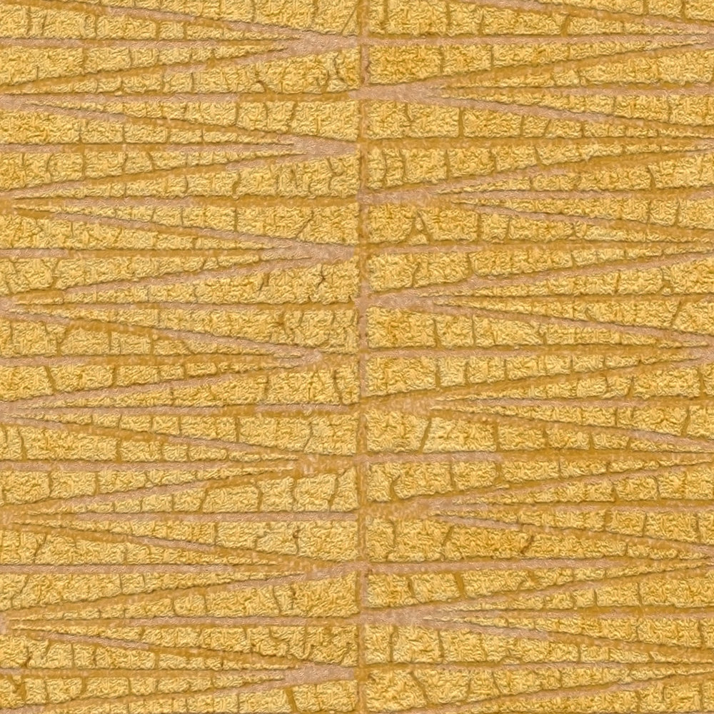             Papier peint jaune moutarde avec motif structuré naturel - jaune, métallique
        