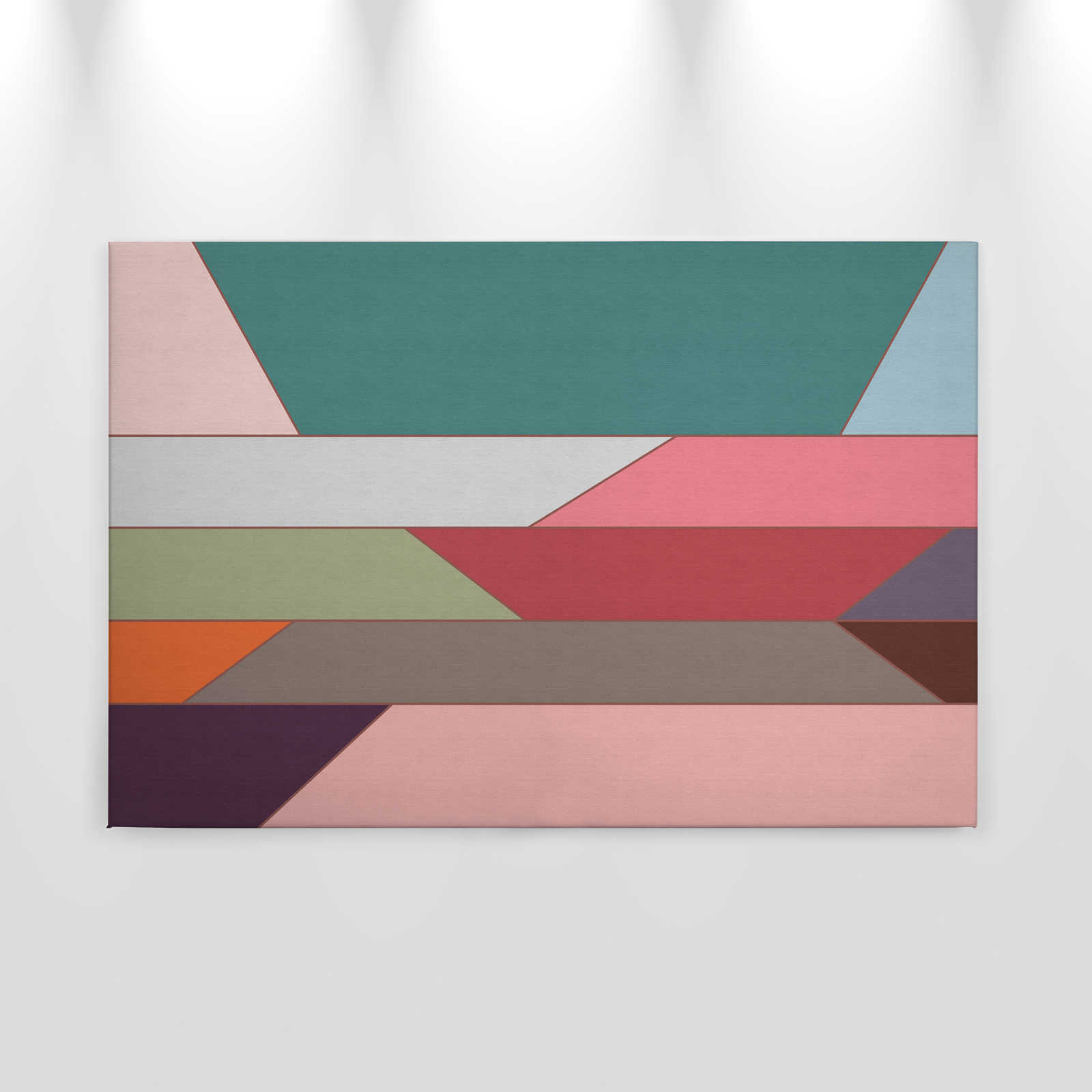             Geometry 2 - Canvas schilderij met kleurrijk horizontaal streeppatroon in ribbelstructuur - 0.90 m x 0.60 m
        