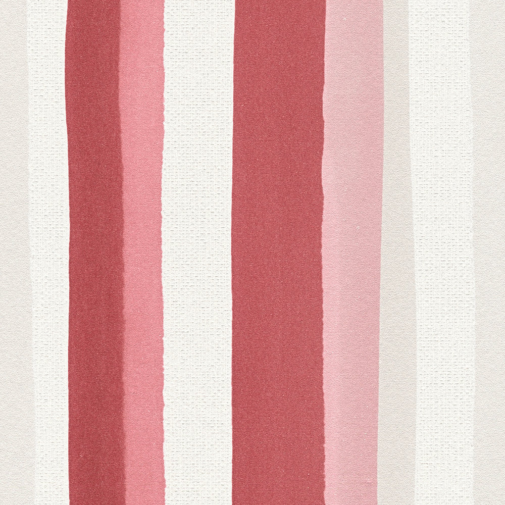             Papier peint intissé rayé avec lignes colorées - beige, rouge
        