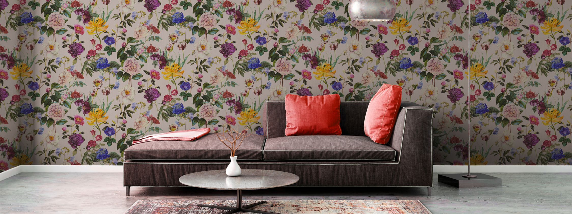 Floral non-woven wallpaper by JETTE in the living room