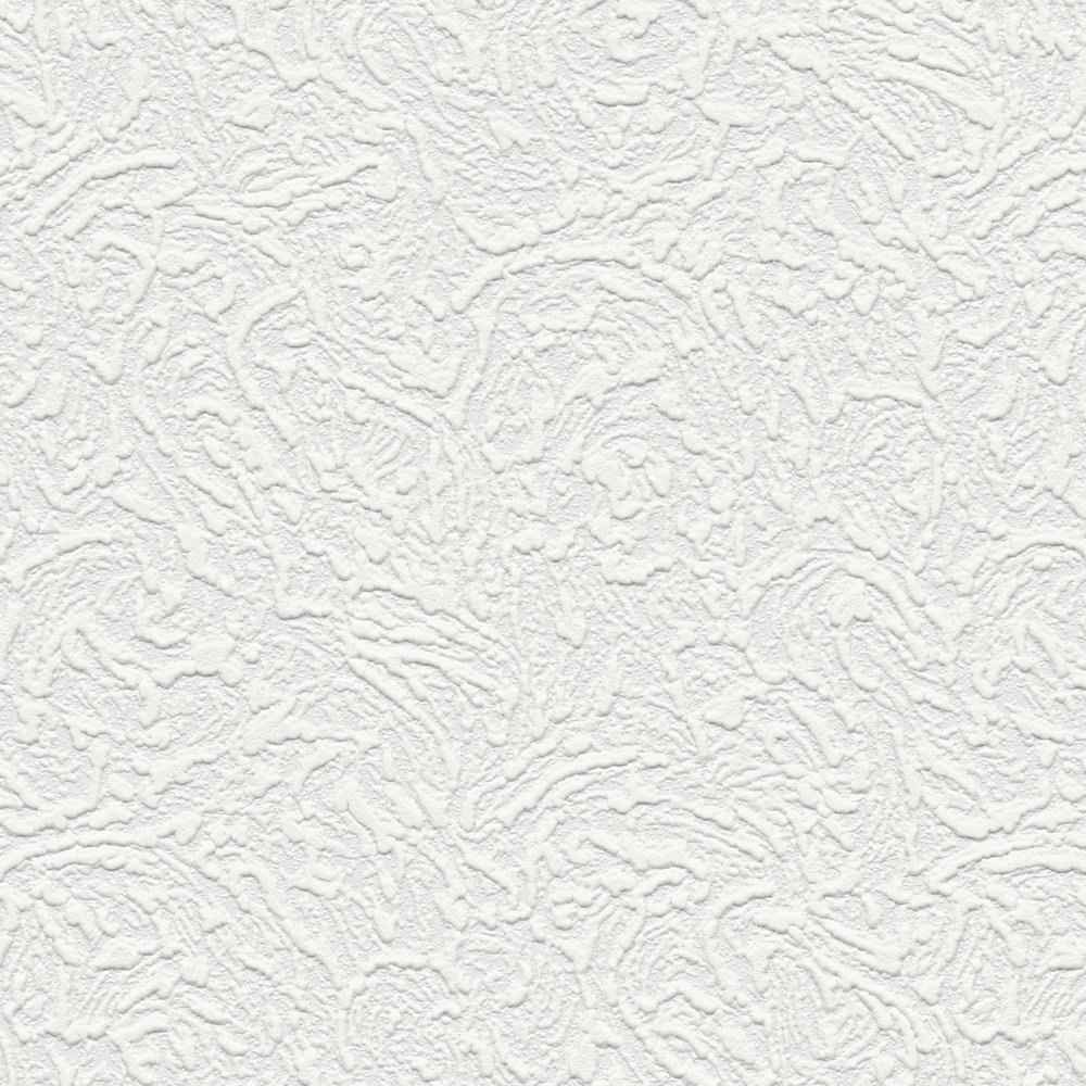             Carta da parati con struttura in schiuma effetto gesso - bianco
        