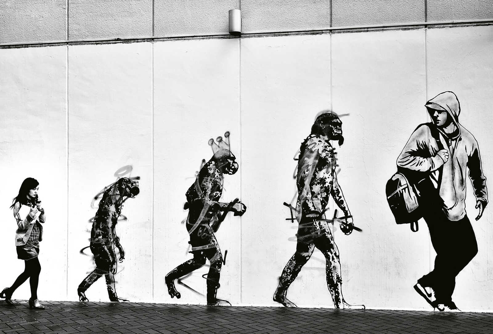         Photo wallpaper modern Street Art Evolution - Black, White
    