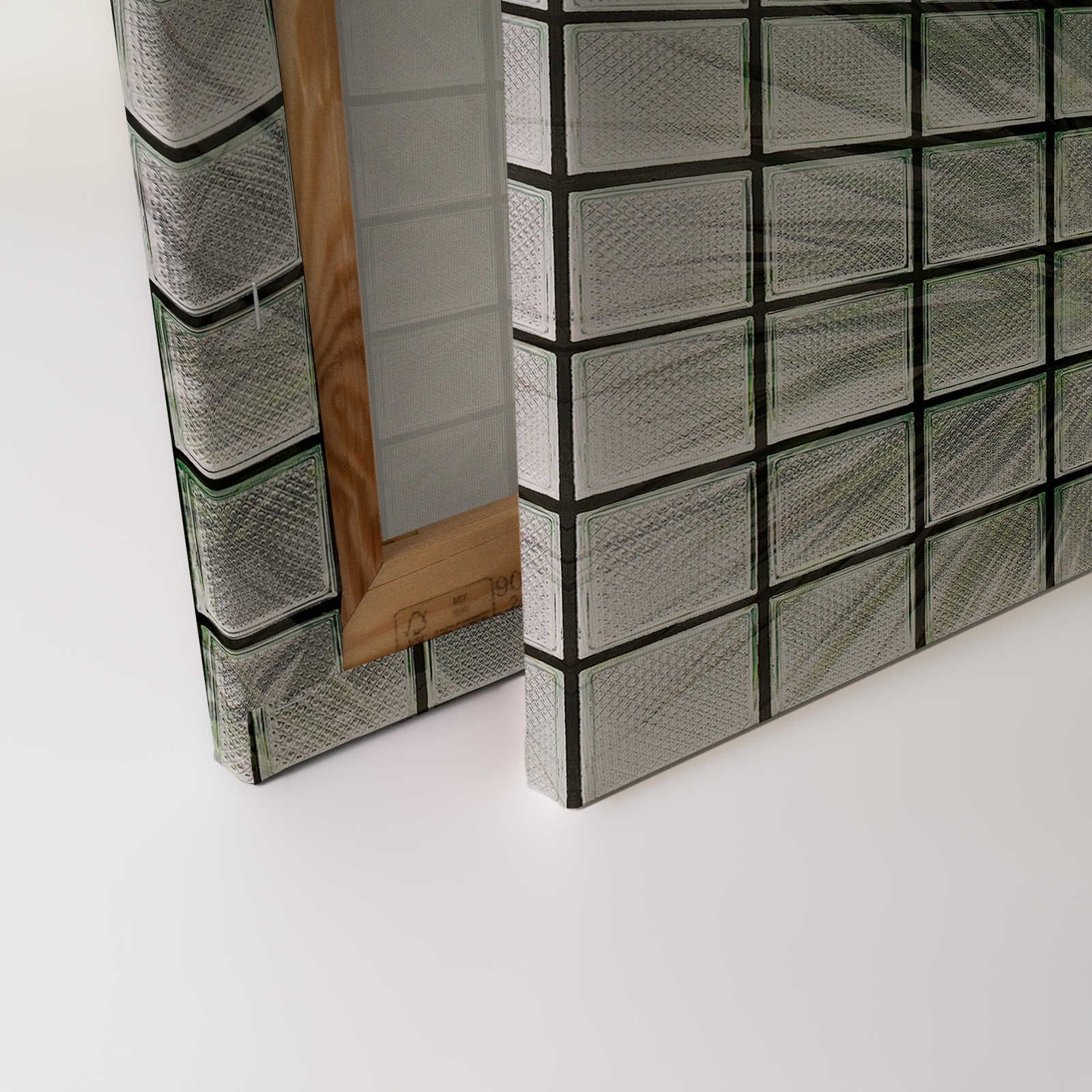             Green House 1 - Pintura en lienzo Palmeras y bloques de vidrio - 0,90 m x 0,60 m
        