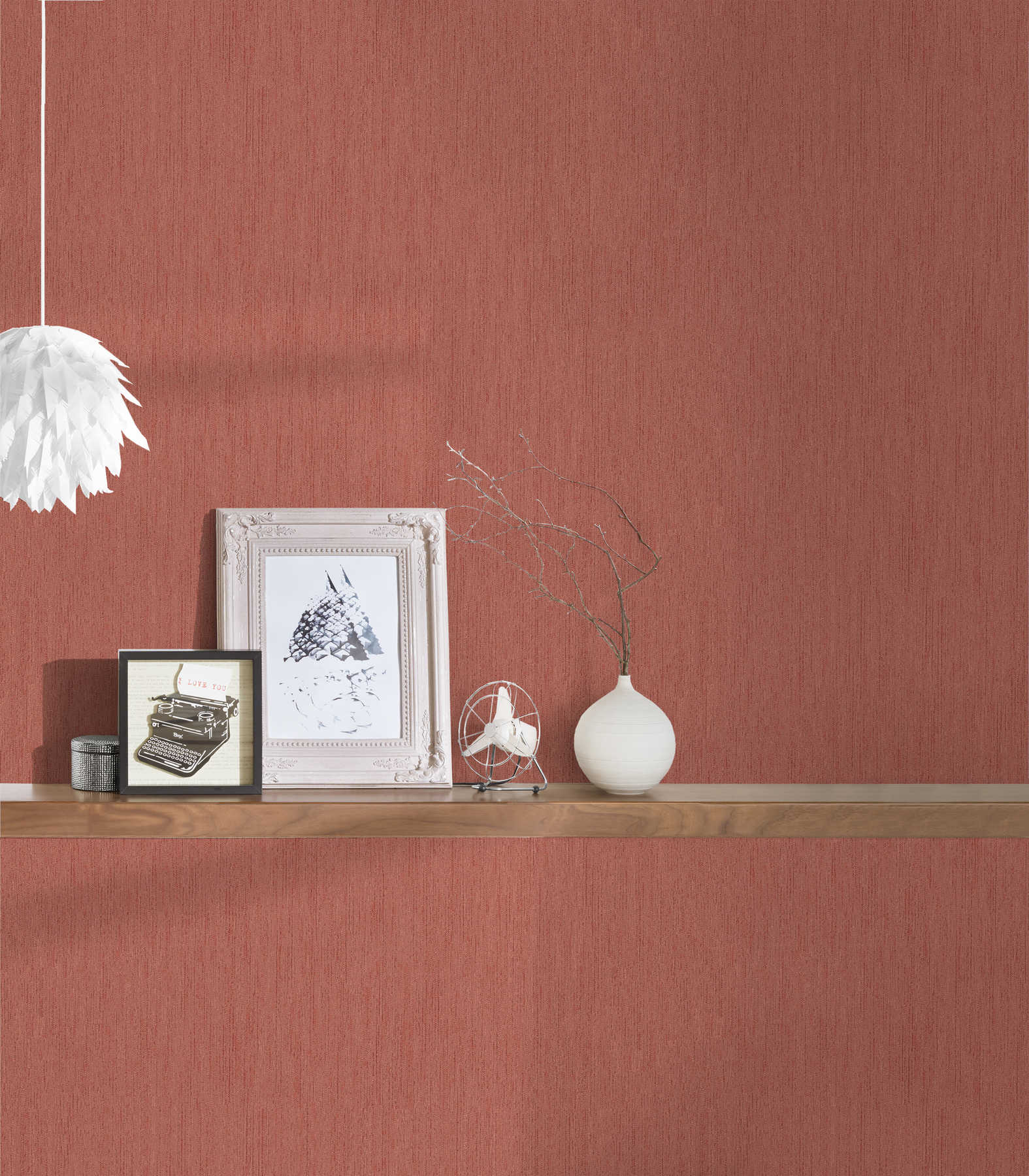             Wallpaper rust red non-woven with structure design - 70cm wide
        
