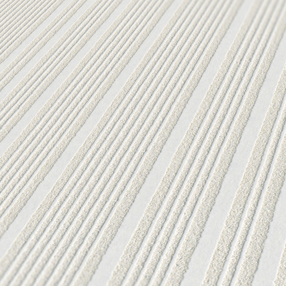             Carta da parati verniciabile in tessuto non tessuto con motivo a linee - bianco
        