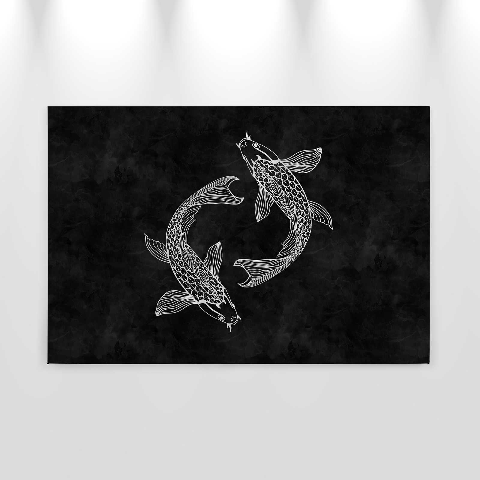             Koi Canvas Painting Black and White in Chalkboard Look - 0.90 m x 0.60 m
        
