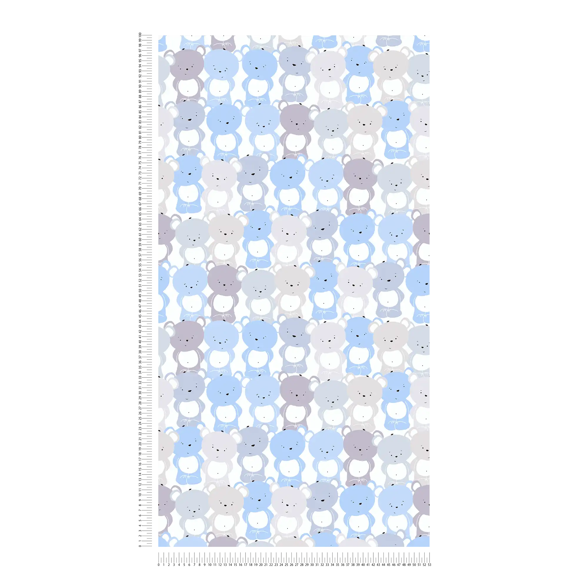             Kinderbehang jongenskamer beer patroon - blauw, grijs, wit
        