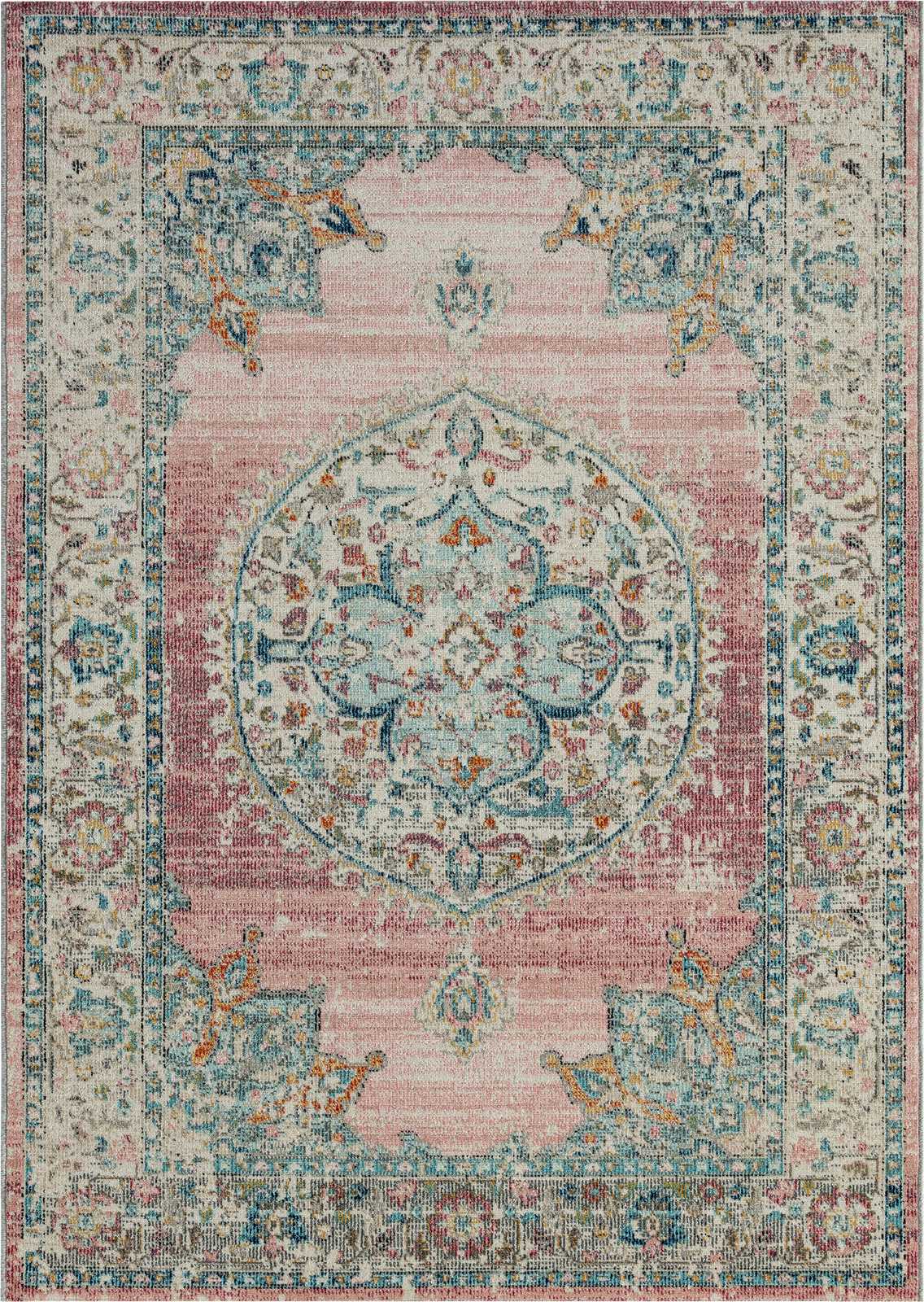             Flatweave Outdoor Rug with Pink Accents - 150 x 80 cm
        