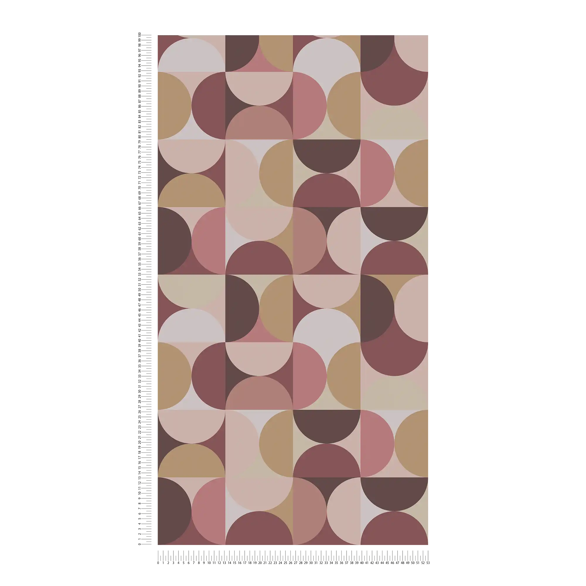             Graphic Semi-Circle Pattern Wallpaper in Retro 70s Style - Beige, Pink
        