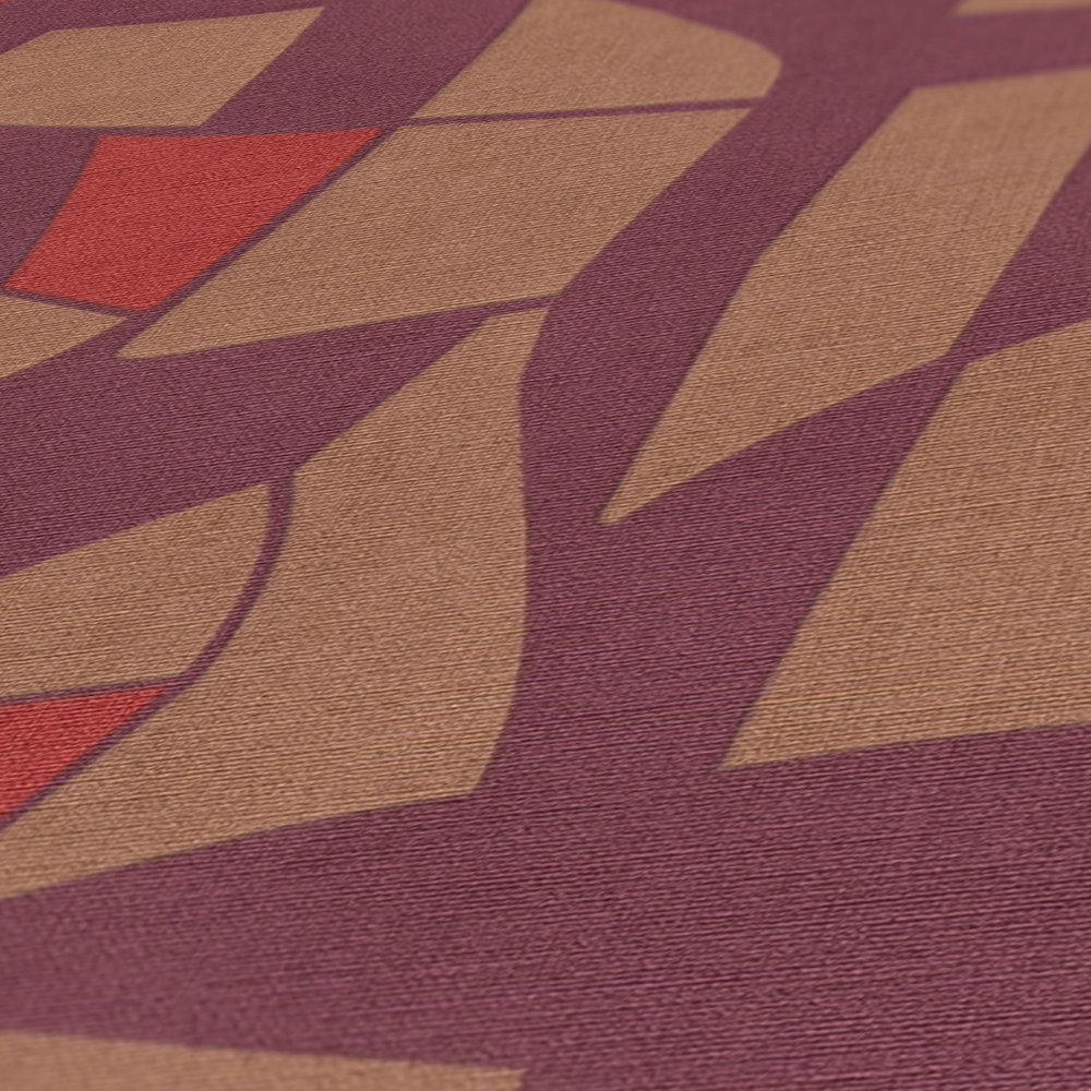             Vliesbehang in donkere kleuren in een abstract patroon - paars, bruin, rood
        