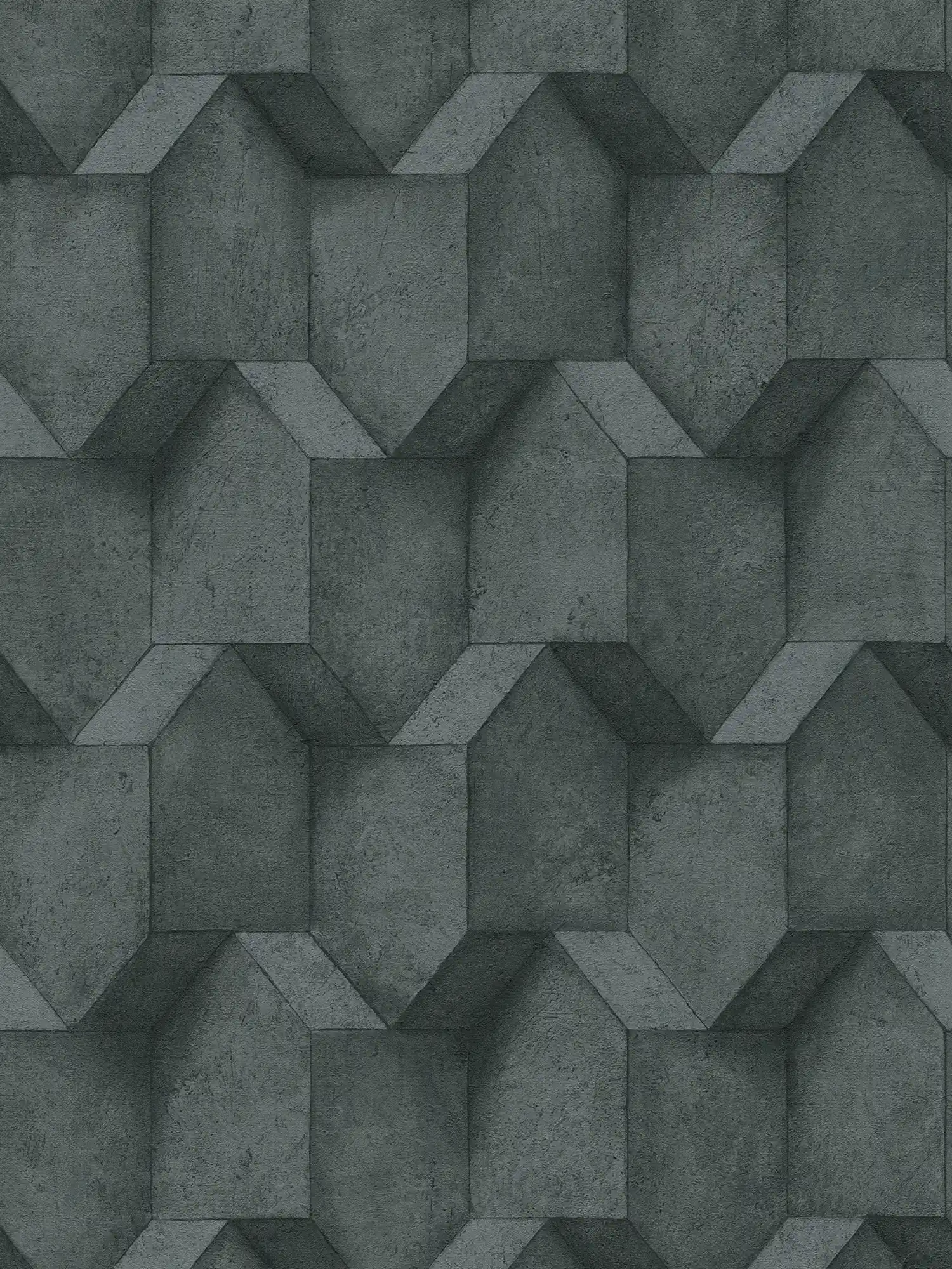 Anthracite wallpaper with 3D concrete look - black, grey

