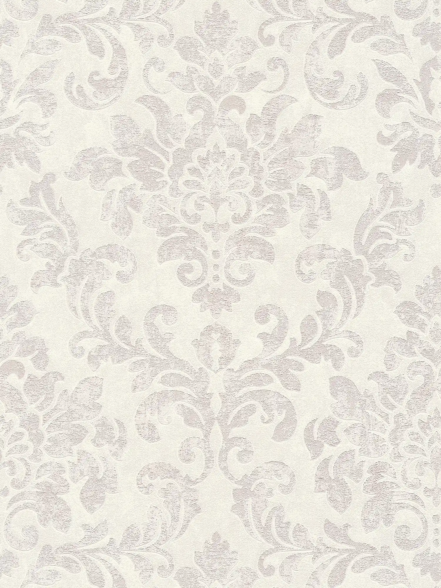 Baroque wallpaper ornaments in used look - white, grey, pink
