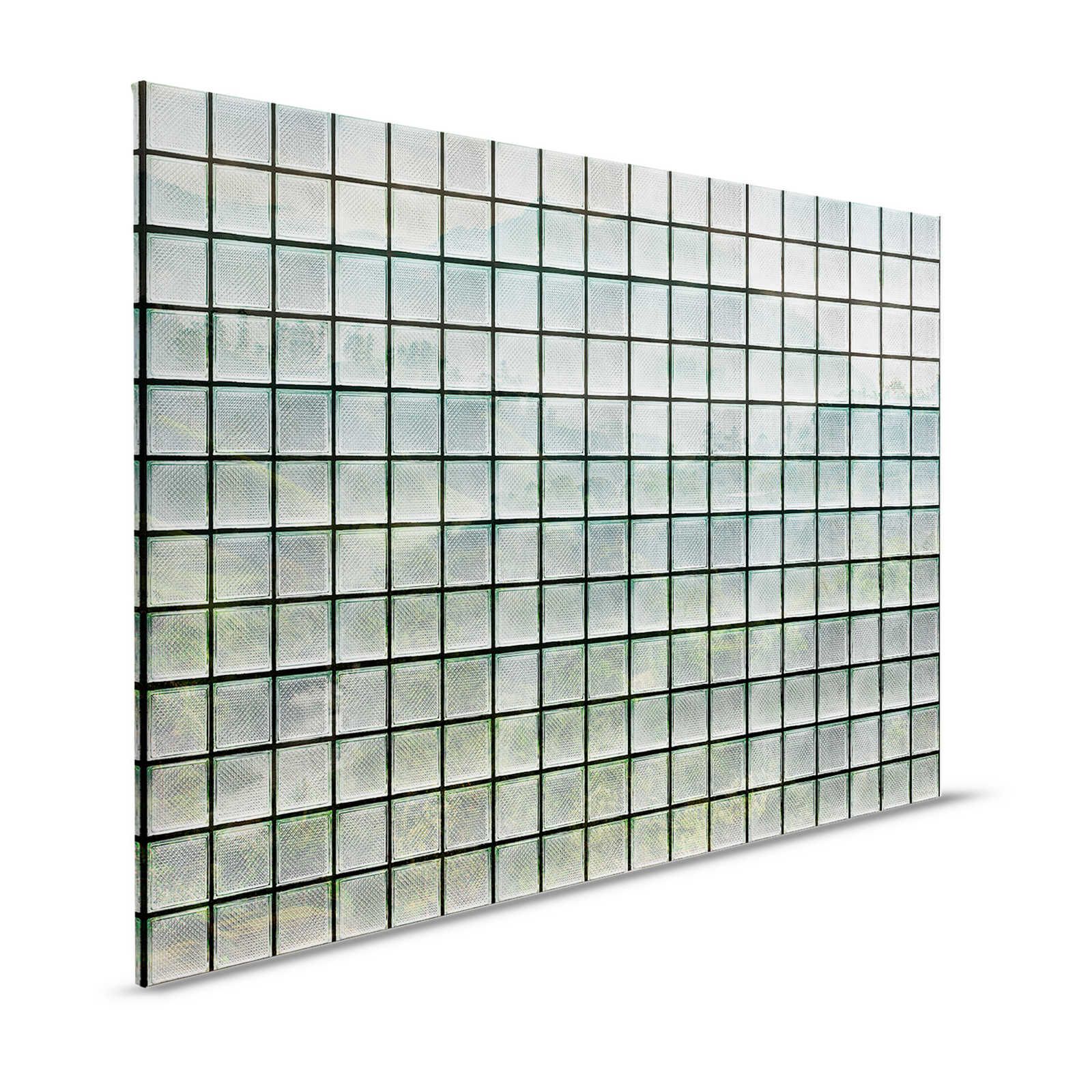 Green House 3 - Lienzo Ventana Pintura Bloques de Vidrio y Bosque Tropical - 1,20 m x 0,80 m
